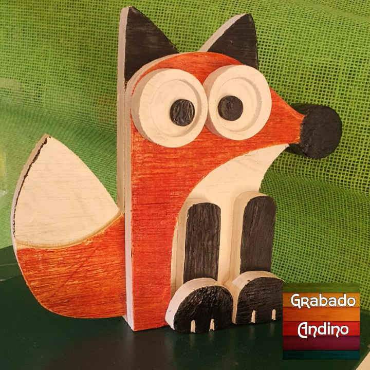 cuadro zorro en madera reciclada