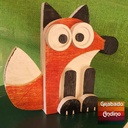 cuadro zorro en madera reciclada