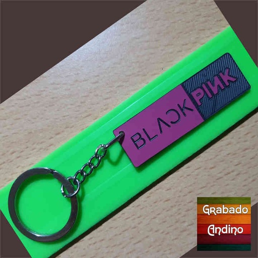 [llbp02] llavero black pink logo colores invertidos