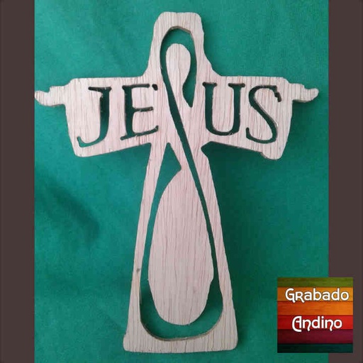 [cu51] cuadro cruz Jesus con nombre calado