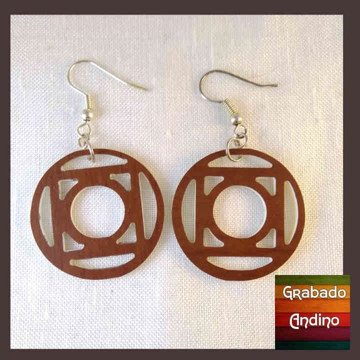 [aret05] aretes ethnicos redondos con cuadrados pequeños