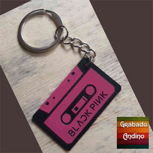 [llbp03] llavero black pink logo cassette