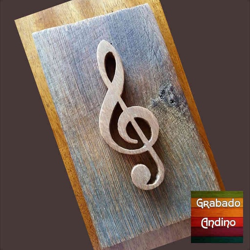 [cu32] cuadros llave de sol rustico vintage