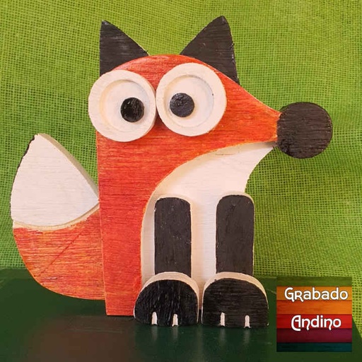 [cuzo01] cuadro zorro en madera reciclada