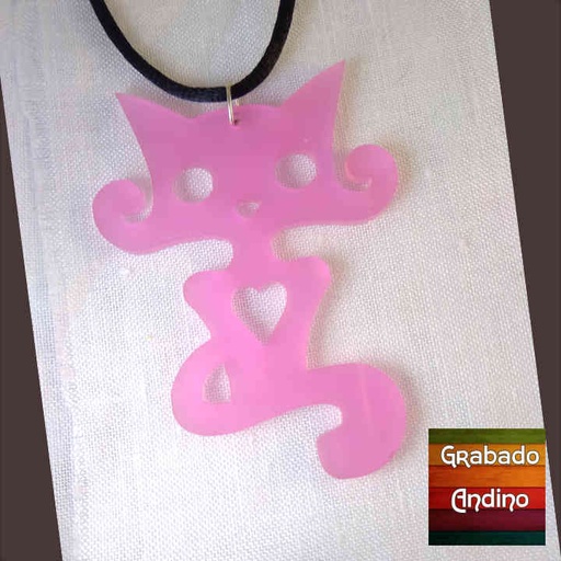 [coga03] collar gatita rosada con corazón
